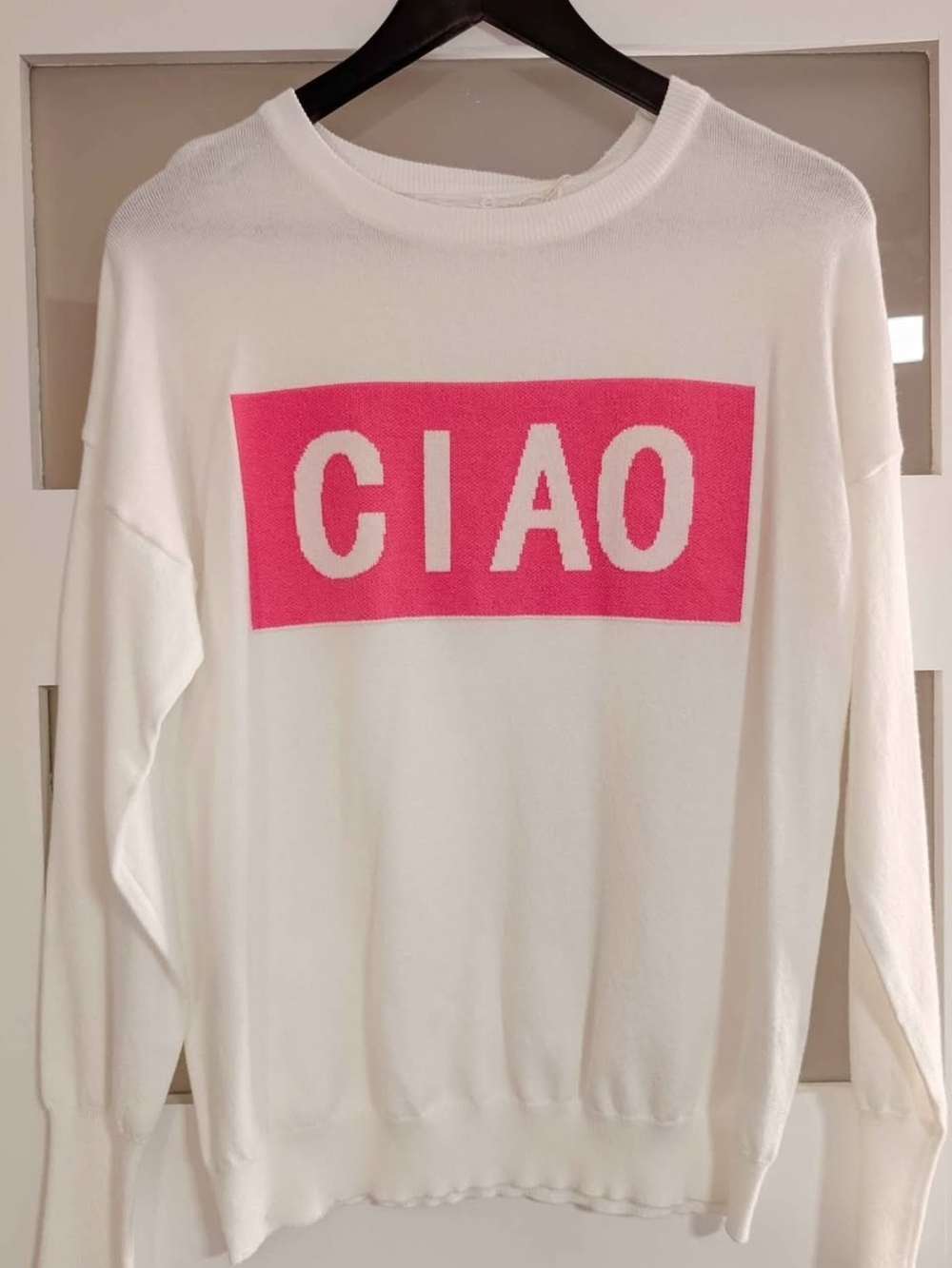 Pink Martini -Sweater with Pink 'CIAO' Graphic